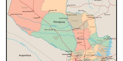 Mapa Paraguaye s městy