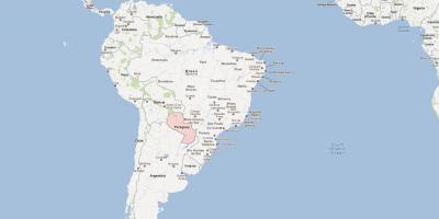 Mapa Paraguay, jižní amerika